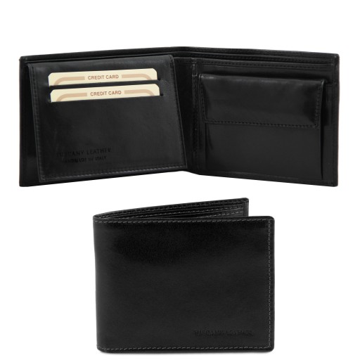 Exklusive Herren Brieftasche aus Leder mit 2 Scheinfachern und Munzfach