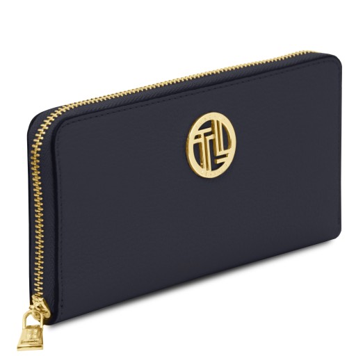 Financier Exklusive Damenbrieftasche aus Leder mit Rundum Reissverschluss