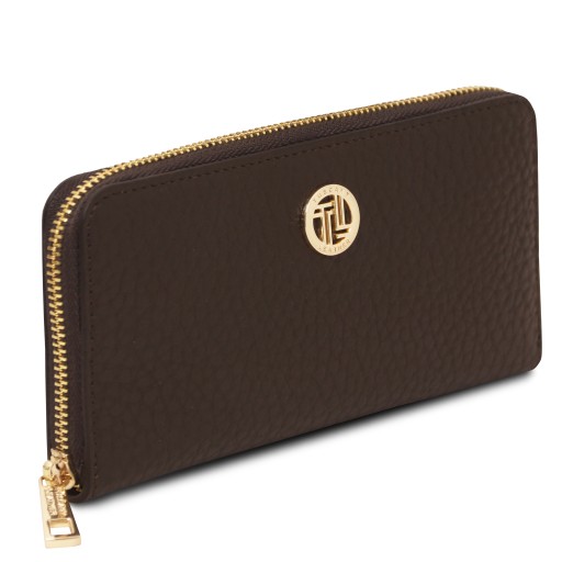 Financier Exklusive Damenbrieftasche aus Leder mit Rundum Reissverschluss