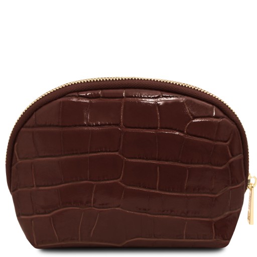 Vera Kosmetiktasche aus Leder mit Kroko Pragung