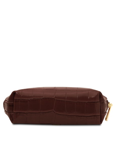 Vera Croc print leather toiletry case