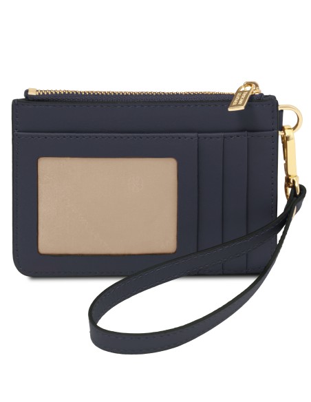 Leather card holder with handle