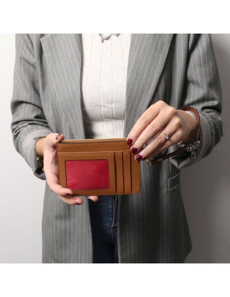 Leather card holder with handle