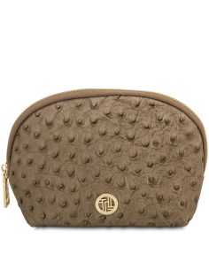 Vera Leather toiletry case in ostrich print leather 2
