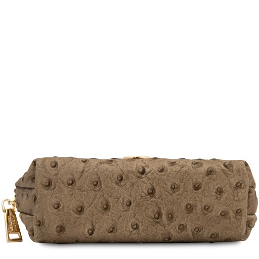 Vera Leather toiletry case in ostrich print leather