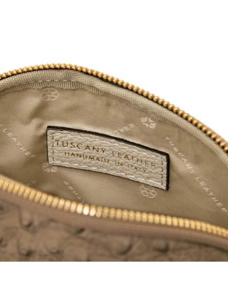 Vera Leather toiletry case in ostrich print leather