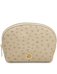 Vera Leather toiletry case in ostrich print leather