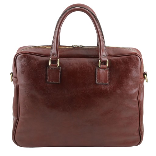 Urbino Leather laptop briefcase with front pocket