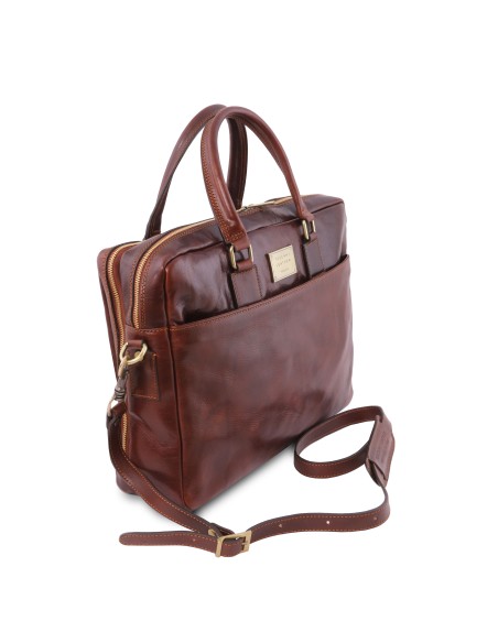 Urbino Notebook Aktentasche aus Leder 2 Facher mit Vorderfach