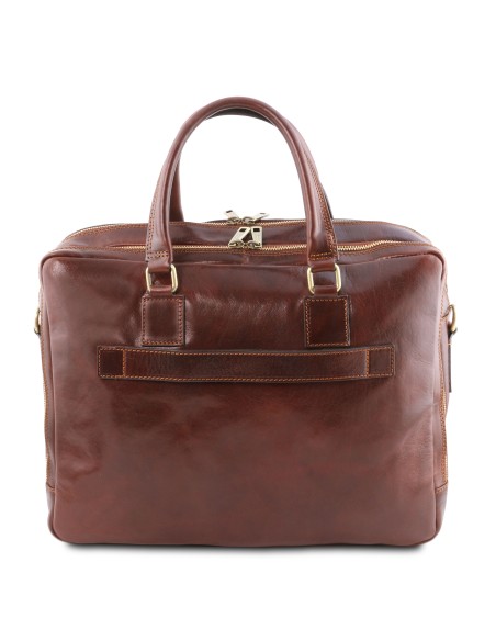 Urbino Leather laptop briefcase 2 compartments with front pocket
