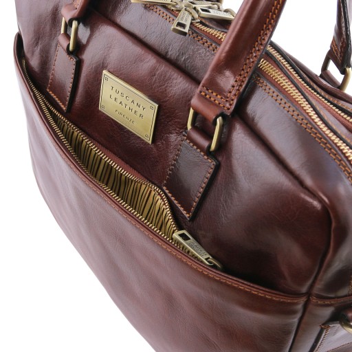 Urbino Leather laptop briefcase 2 compartments with front pocket