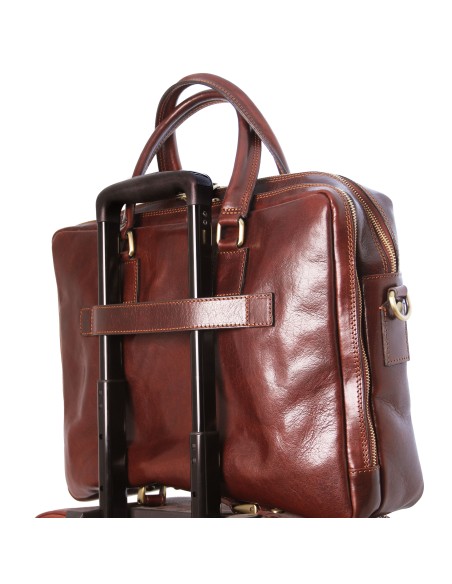 Urbino Leather laptop briefcase 2 compartments with front pocket