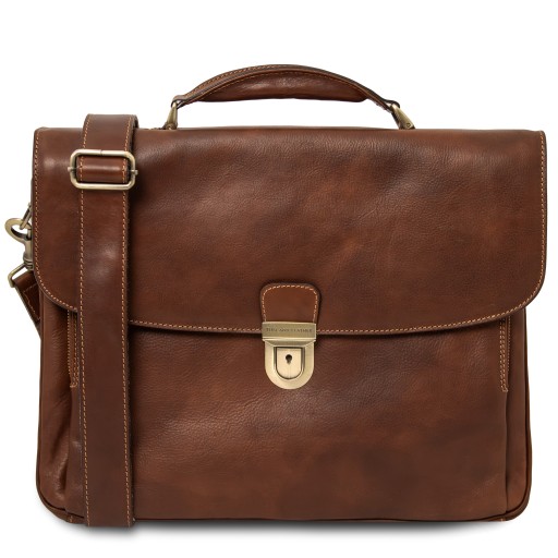 Alessandria Multifach Notebooktasche aus Leder