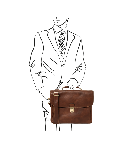 Alessandria Leather multi compartment laptop briefcase