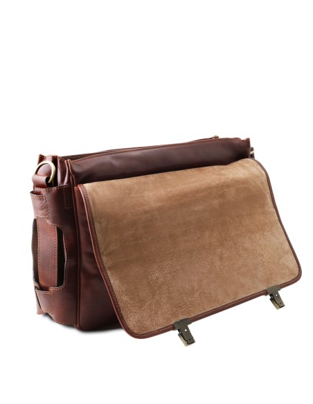Ventimiglia Leather multi compartment briefcase with front pockets