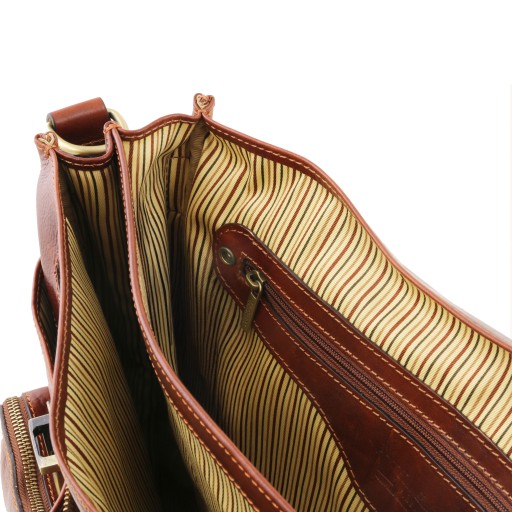 Ventimiglia Leather multi compartment briefcase with front pockets
