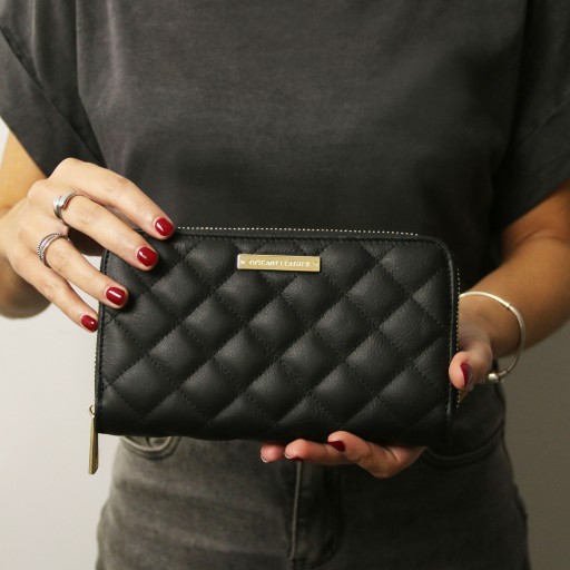 Penelope Exklusive Damenbrieftasche aus weichem Leder mit Rundum Reissverschluss