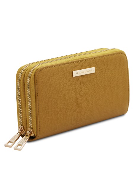 Mira Double zip around leather wallet