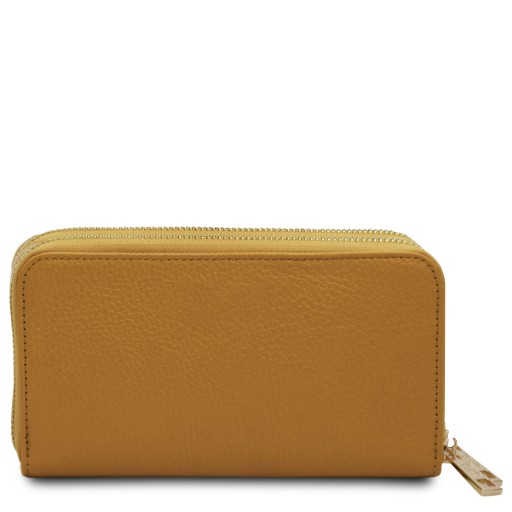 Mira Double zip around leather wallet