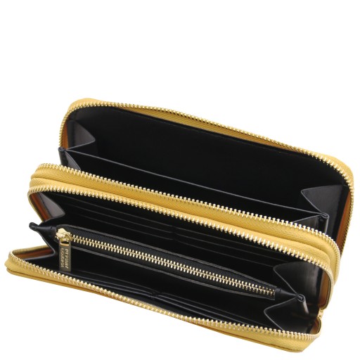 Mira Double zip around leather wallet