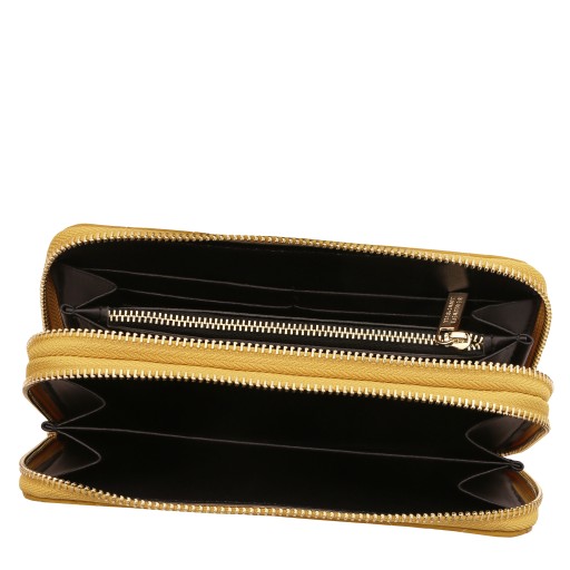 Ada Double zip around soft leather wallet