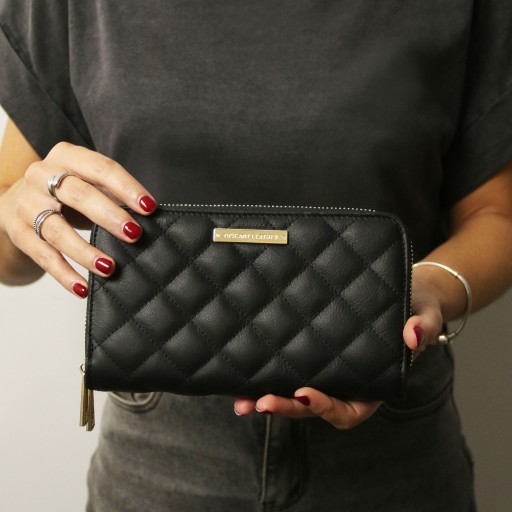 Ada Double zip around soft leather wallet