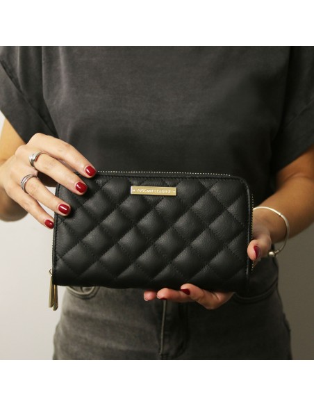 Ada Double zip around soft leather wallet