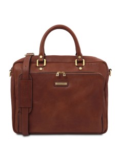 Pisa Leather laptop briefcase with front pocket 2