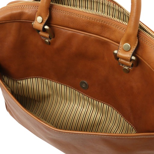 Pisa Leather laptop briefcase with front pocket