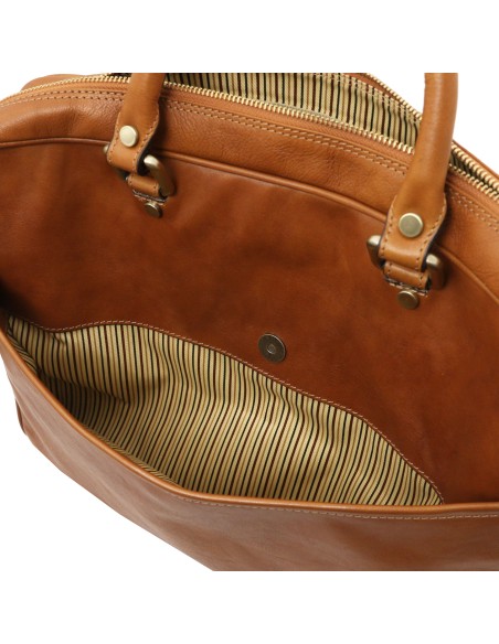 Pisa Leather laptop briefcase with front pocket