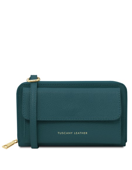 Urania Leather wallet phone holder with strap