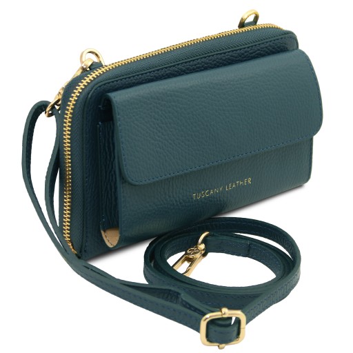 Urania Lederbrieftasche Handyhalter mit Tragegurt