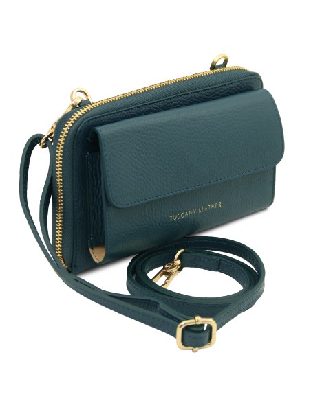 Urania Lederbrieftasche Handyhalter mit Tragegurt