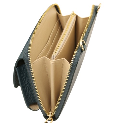 Urania Leather wallet phone holder with strap