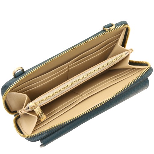 Urania Lederbrieftasche Handyhalter mit Tragegurt
