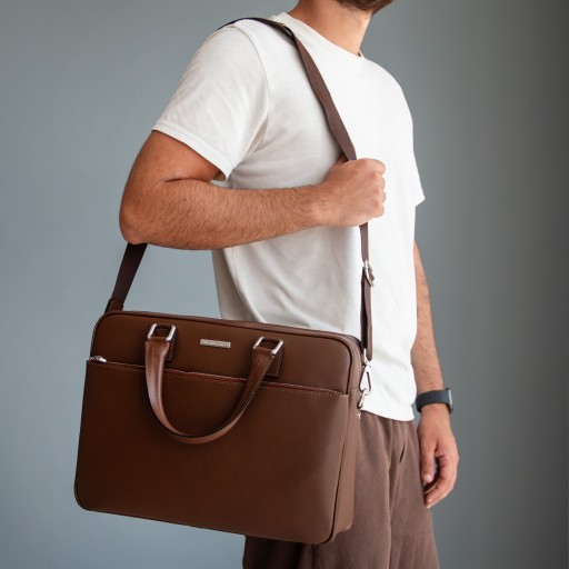 Torino Saffiano leather laptop briefcase
