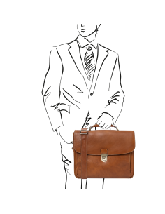Alessandria Leather multi compartment TL SMART laptop briefcase 2