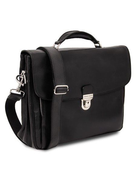 Alessandria Leather multi compartment TL SMART laptop briefcase