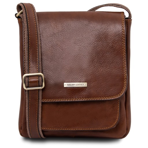 Jimmy Leather crossbody bag for men with front pocket