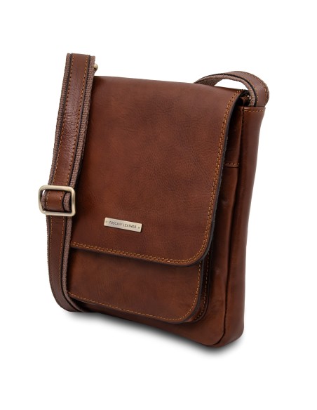 Jimmy Leather crossbody bag for men with front pocket