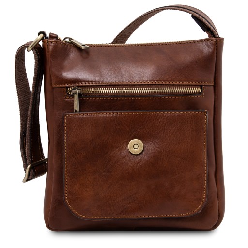 Jimmy Leather crossbody bag for men with front pocket