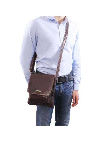 Jimmy Leather crossbody bag for men with front pocket
