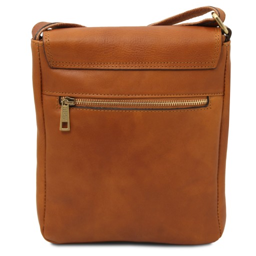 John Leather crossbody bag for men with front zip