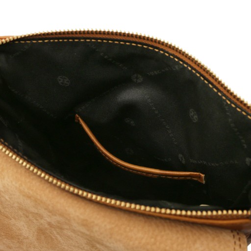 John Leather crossbody bag for men with front zip