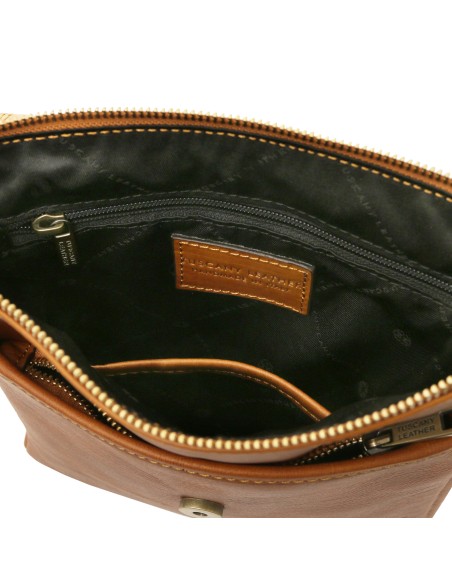 John Leather crossbody bag for men with front zip