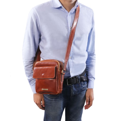 Larry Praktische Umhangetasche aus Leder