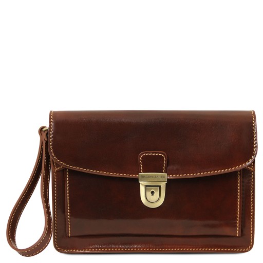 Max Elegante Handgelenktasche Herrentasche aus Leder
