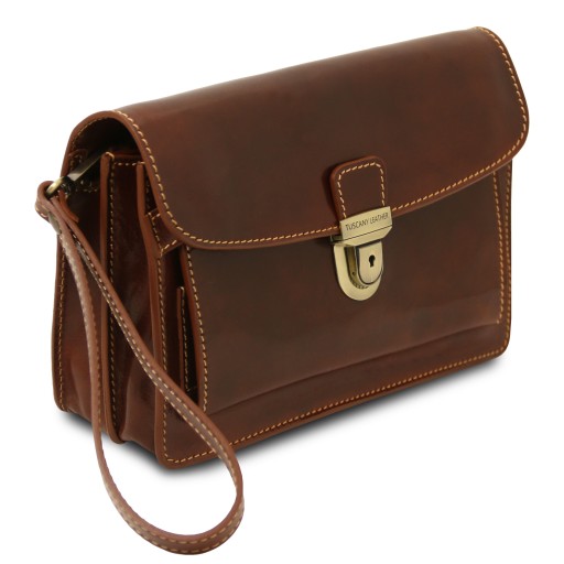Max Elegante Handgelenktasche Herrentasche aus Leder