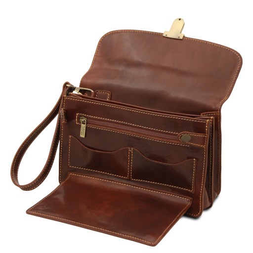 Max Elegante Handgelenktasche Herrentasche aus Leder