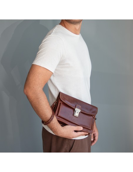 Max Elegante Handgelenktasche Herrentasche aus Leder